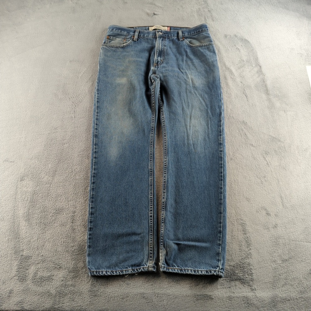 Vintage Y2K Levis Jeans 36x32 Blue Faded 505 Straight Casual Denim Pants Retro
